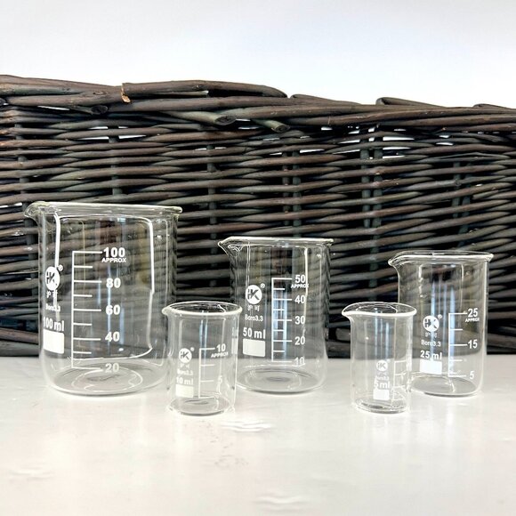 NWT 5 Piece Small Borosilicate Graduated Glass Measuring Beaker Set - Picture 2 of 8